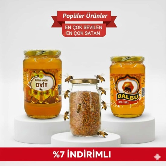 Avantajlı Şifa Paketi: Deli Bal (970g), Ovit Balı (970g) ve Ovit Poleni (200g)