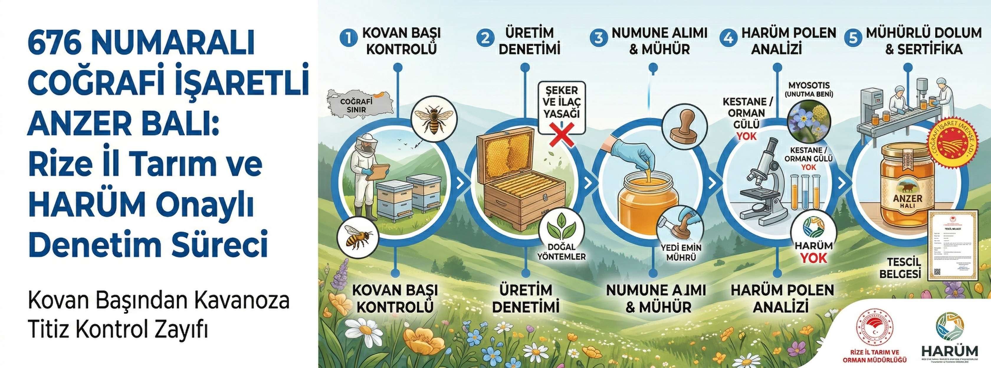 676 Numaralı Coğrafi İşaretli Anzer Balı: Rize İl Tarım ve HARÜM Onaylı Denetim Süreci