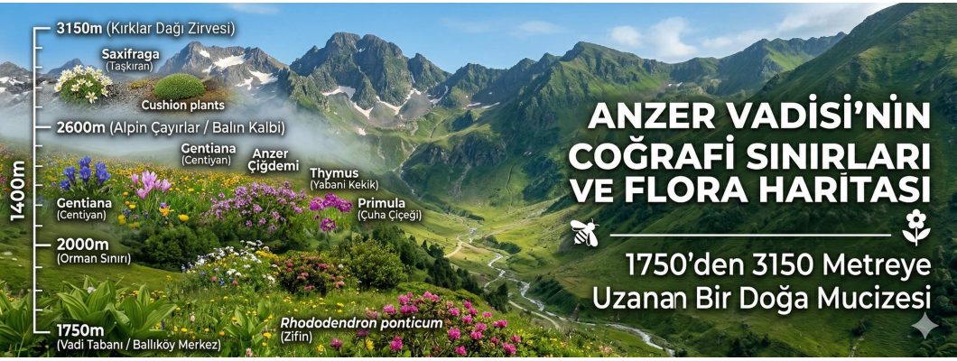 Anzer Vadisi Coğrafi Sınırları ve 500+ Çeşit Çiçek Florası
